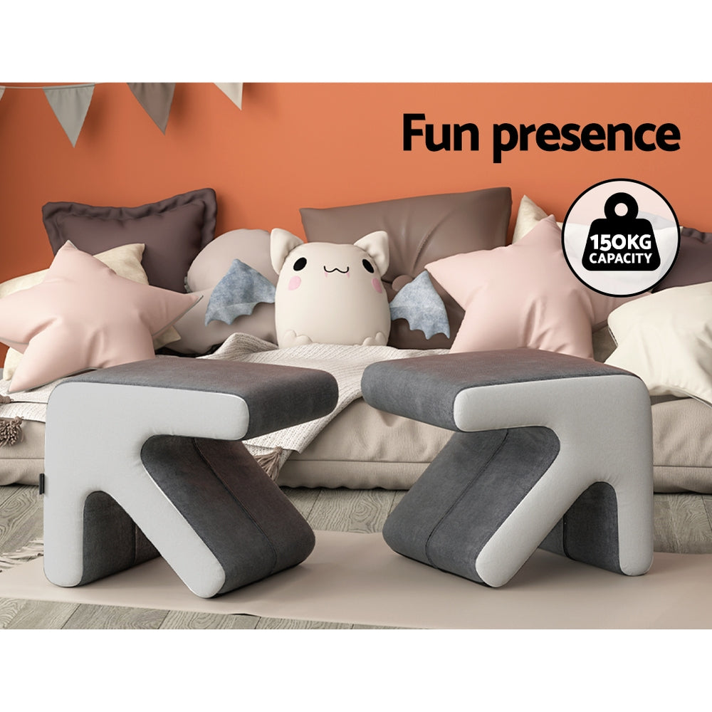 Artiss Ottoman Foot Stool Fabric Foot Rest Footstool Padded Seat Kids Grey Tristar Online