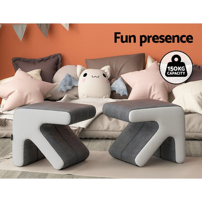 Artiss Ottoman Foot Stool Fabric Foot Rest Footstool Padded Seat Kids Grey Tristar Online