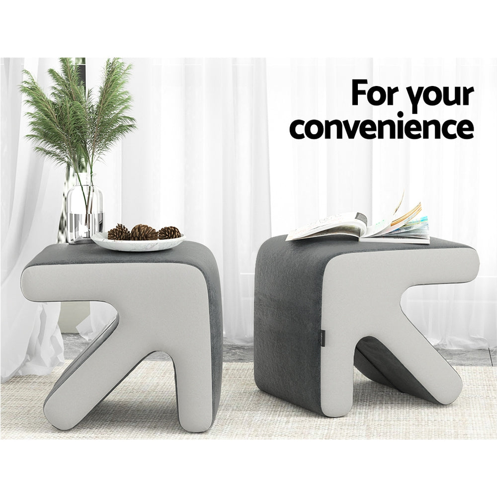 Artiss Ottoman Foot Stool Fabric Foot Rest Footstool Padded Seat Kids Grey Tristar Online