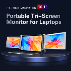 Dual Portable Tri Fold 1080P IPS FHD Screen Monitor Screen Extender For Laptop 10.1" Grey - Open Never Used Trion