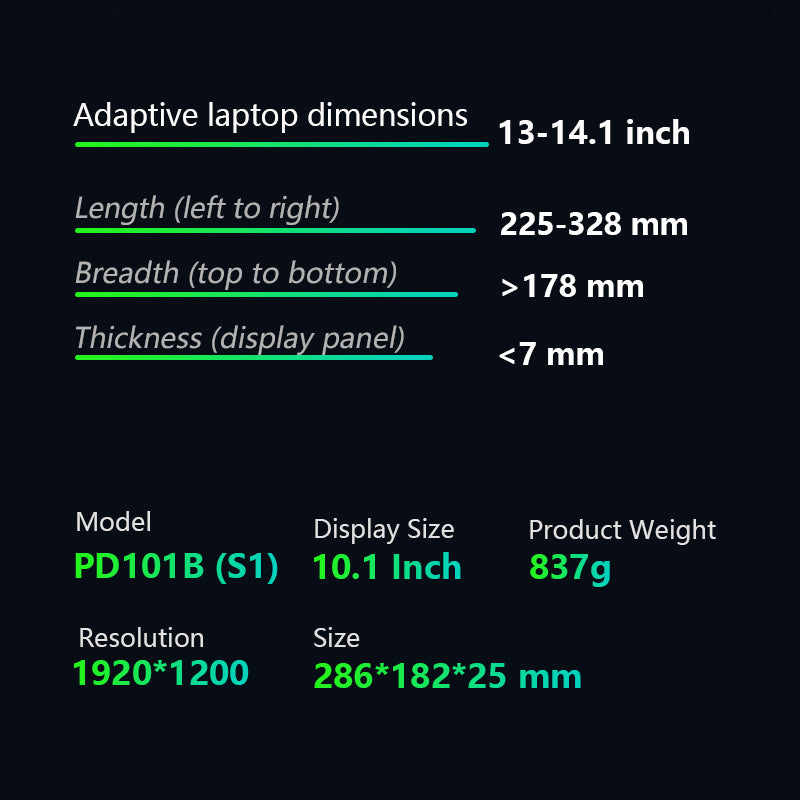 10.1 inches Trifold Portable Monitor 1080P IPS FHD Monitor Screen Extender For Laptop - Grey (Open Never Used) Trion