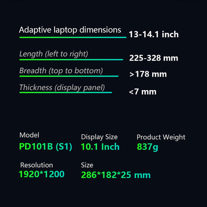 10.1 inches Trifold Portable Monitor 1080P IPS FHD Monitor Screen Extender For Laptop - Grey (Open Never Used) Trion