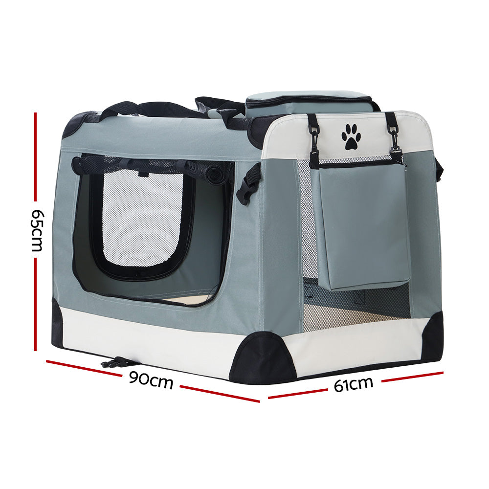 i.Pet Pet Carrier Soft Crate Dog Cat Travel 90x61CM Portable Foldable Car 2XL Tristar Online