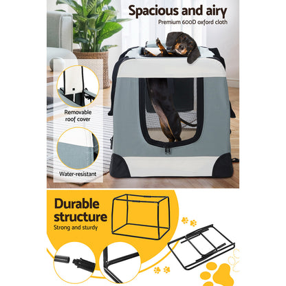 i.Pet Pet Carrier Soft Crate Dog Cat Travel 90x61CM Portable Foldable Car 2XL Tristar Online