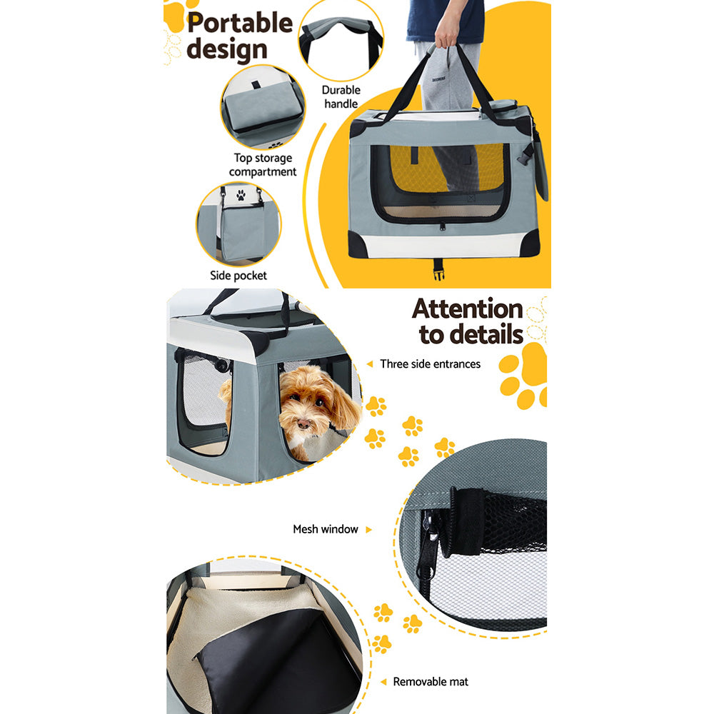 i.Pet Pet Carrier Soft Crate Dog Cat Travel 90x61CM Portable Foldable Car 2XL Tristar Online