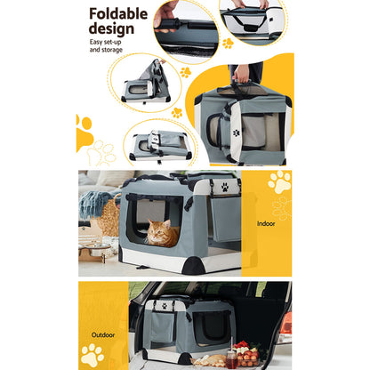 i.Pet Pet Carrier Soft Crate Dog Cat Travel 90x61CM Portable Foldable Car 2XL Tristar Online