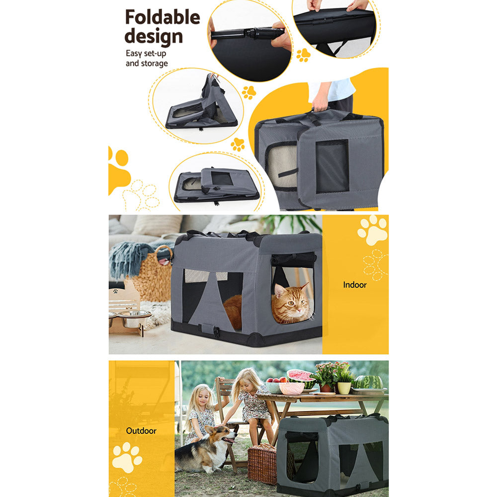 i.Pet Pet Carrier Soft Crate Dog Cat Travel 60x42CM Portable Foldable Car M Tristar Online