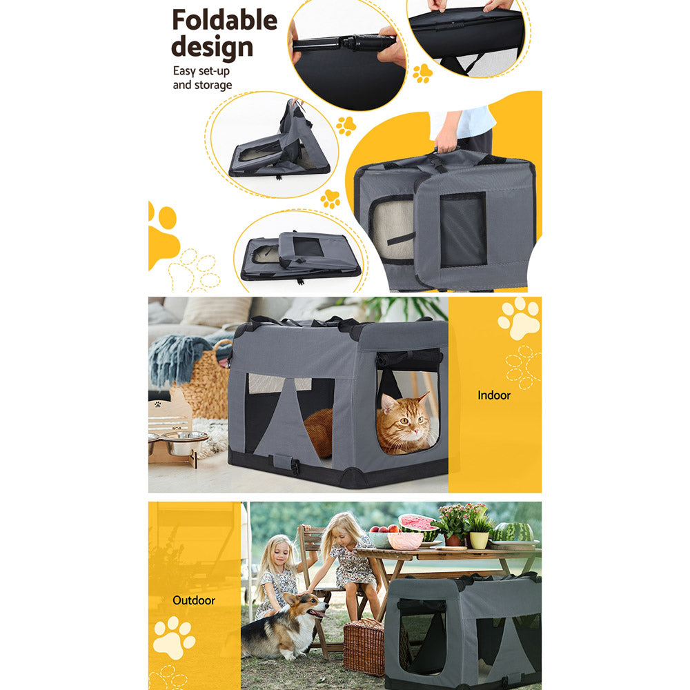 i.Pet Pet Carrier Soft Crate Dog Cat Travel Portable Cage Kennel Foldable Car XL Tristar Online
