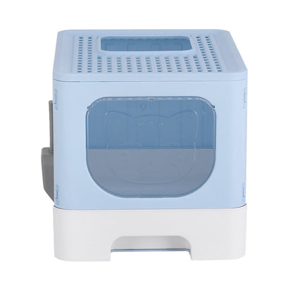 i.Pet Cat Litter Box Large Tray Kitty Toilet Enclosed Hooded Foldable Scoop Blue Tristar Online