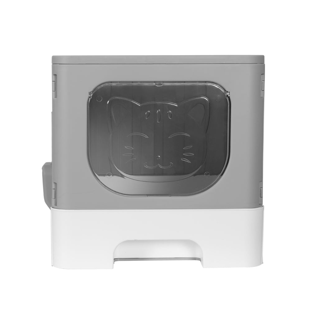 i.Pet Cat Litter Box Large Tray Kitty Toilet Enclosed Hooded Foldable Scoop Grey Tristar Online