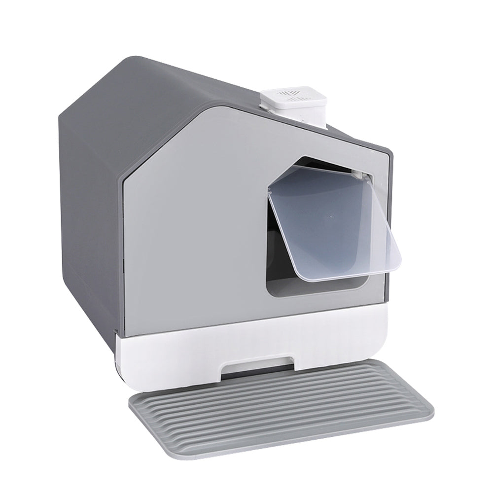 i.Pet Cat Litter Box Large Tray Kitty Toilet Fully Enclosed House Hooded Scoop Mat Grey Tristar Online