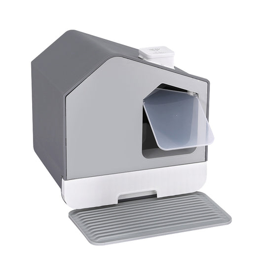 i.Pet Cat Litter Box Large Tray Kitty Toilet Fully Enclosed House Hooded Scoop Mat Grey Tristar Online