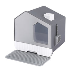 i.Pet Cat Litter Box Large Tray Kitty Toilet Fully Enclosed House Hooded Scoop Mat Grey Tristar Online