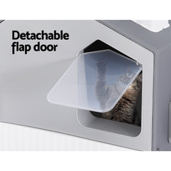 i.Pet Cat Litter Box Large Tray Kitty Toilet Fully Enclosed House Hooded Scoop Mat Grey Tristar Online