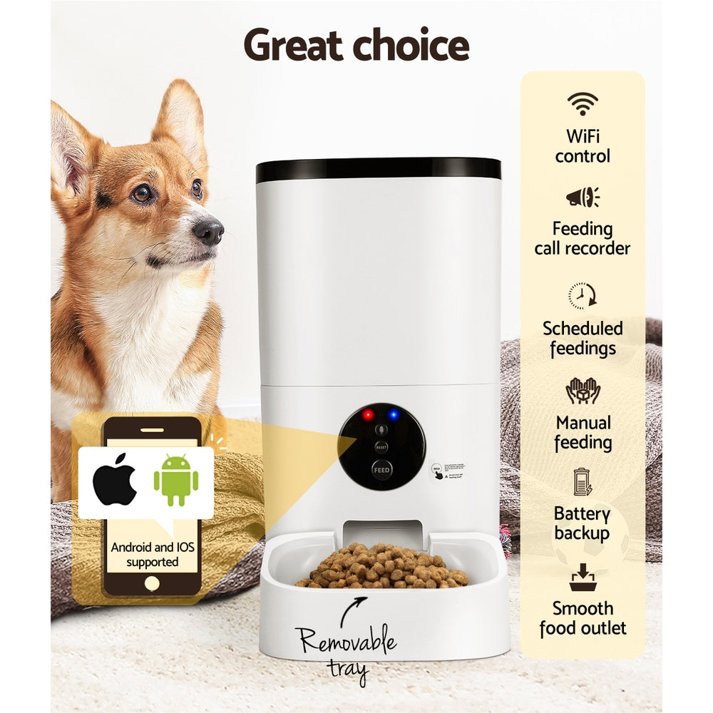 i.Pet Automatic Pet Feeder 6L Auto Wifi Dog Cat Feeder Smart Food App Control Tristar Online