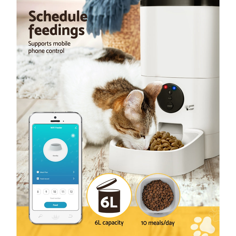 i.Pet Automatic Pet Feeder 6L Auto Wifi Dog Cat Feeder Smart Food App Control Tristar Online