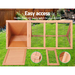 i.Pet Rabbit Hutch 119cm x 51cm x 44cm Chicken Coop Large Run Wooden Cage Outdoor Tristar Online