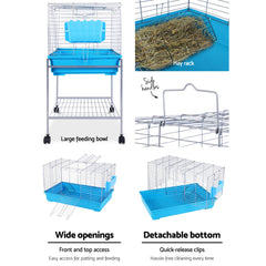 i.Pet Rabbit Cage Hutch Cages Indoor Hamster Enclosure Carrier Bunny Blue Tristar Online
