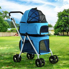 i.Pet Pet Stroller Dog Pram Large Cat Carrier Travel Foldable 4 Wheels Double Tristar Online