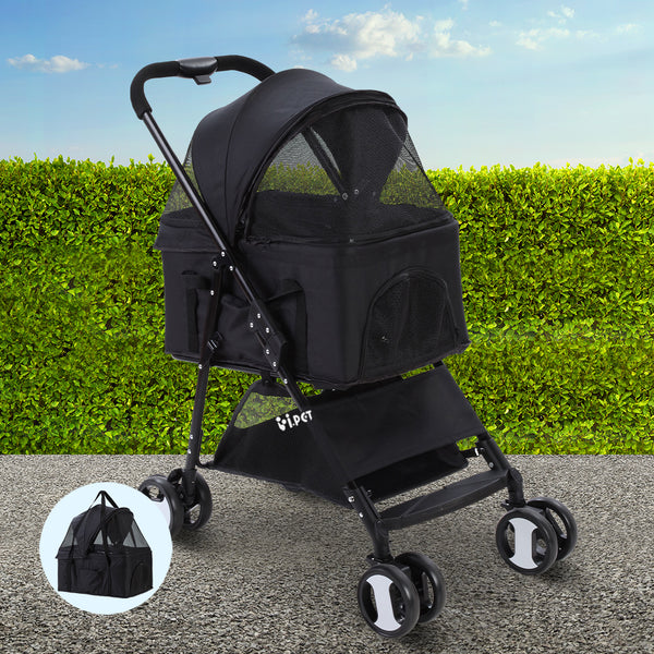 i.Pet Pet Stroller Dog Carrier Foldable Pram 3 IN 1 Middle Size Black Tristar Online