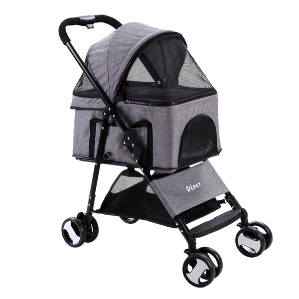 i.Pet Pet Stroller Dog Carrier Foldable Pram 3 IN 1 Middle Size Grey Tristar Online