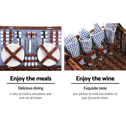 Alfresco 4 Person Picnic Basket Handle Baskets Outdoor Insulated Blanket Tristar Online