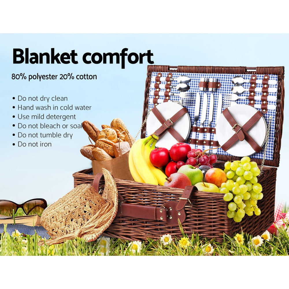 Alfresco 4 Person Picnic Basket Handle Baskets Outdoor Insulated Blanket Tristar Online