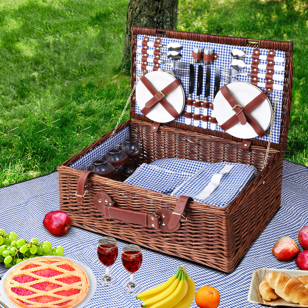 Alfresco 4 Person Picnic Basket Handle Baskets Outdoor Insulated Blanket Tristar Online