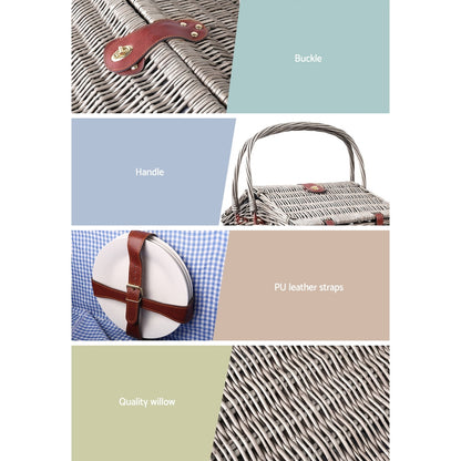 Alfresco 4 Person Picnic Basket Deluxe Baskets Outdoor Insulated Blanket Tristar Online