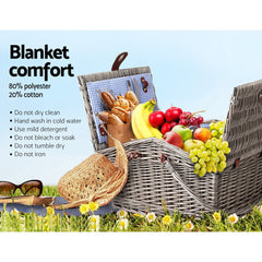 Alfresco 4 Person Picnic Basket Deluxe Baskets Outdoor Insulated Blanket Tristar Online