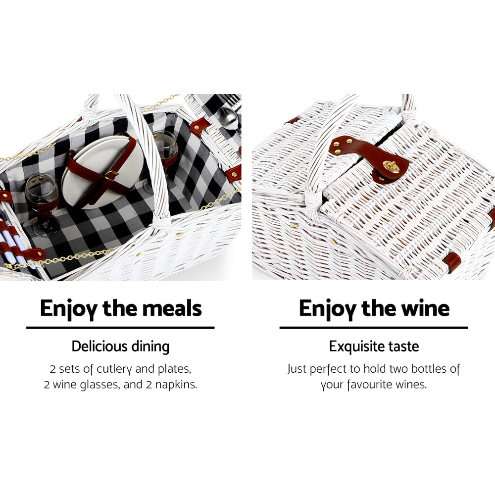 Alfresco 2 Person Picnic Basket Vintage Baskets Outdoor Insulated Blanket Tristar Online