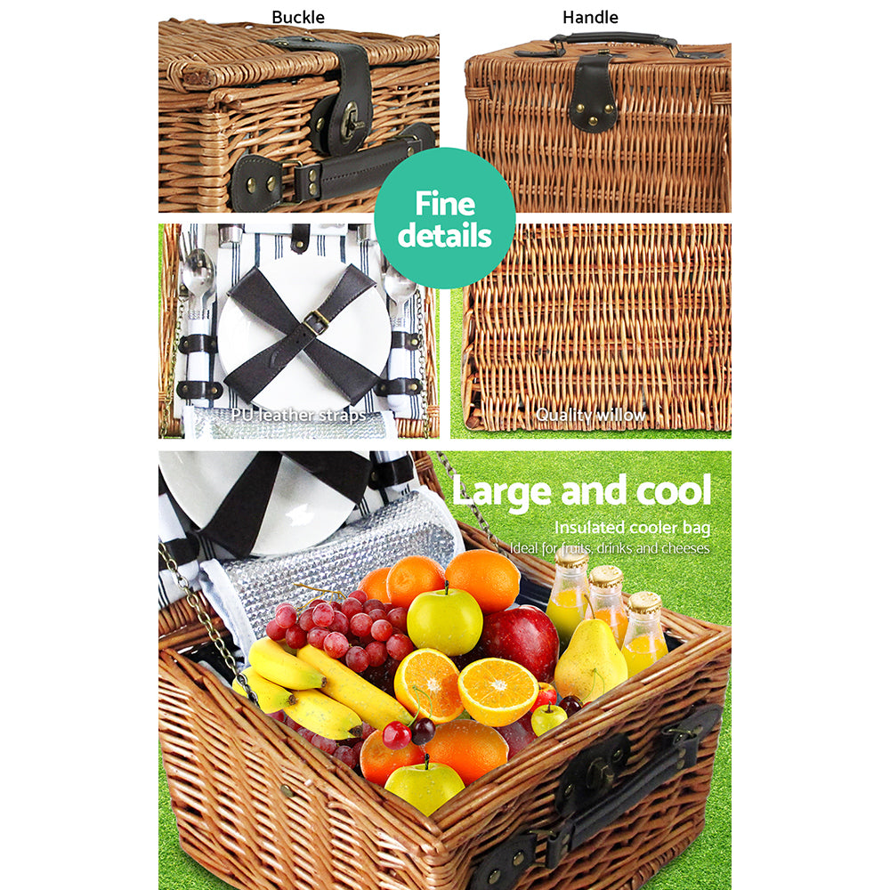 Alfresco 2 Person Picnic Basket Set Baskets Vintage Outdoor Insulated Blanket Tristar Online