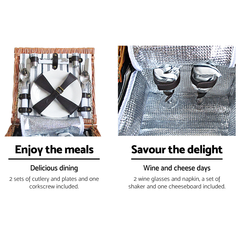Alfresco 2 Person Picnic Basket Set Baskets Vintage Outdoor Insulated Blanket Tristar Online