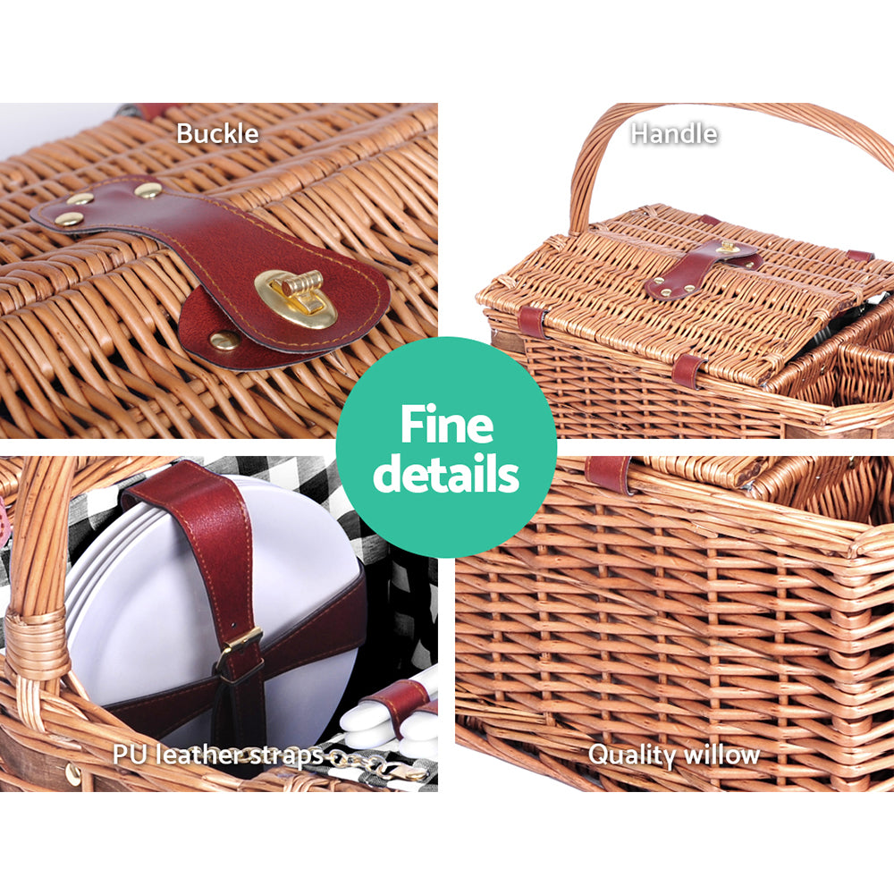 Alfresco 4 Person Picnic Basket Set Basket Outdoor Insulated Blanket Deluxe Tristar Online
