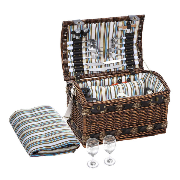 Alfresco 4 Person Picnic Basket Wicker Baskets Outdoor Insulated Gift Blanket Tristar Online