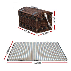 Alfresco 4 Person Picnic Basket Wicker Baskets Outdoor Insulated Gift Blanket Tristar Online