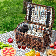 Alfresco 4 Person Picnic Basket Wicker Baskets Outdoor Insulated Gift Blanket Tristar Online