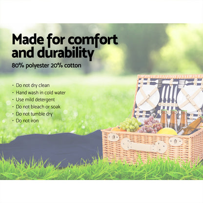 Alfresco 4 Person Picnic Basket Wicker Set Baskets Outdoor Insulated Blanket Navy Tristar Online