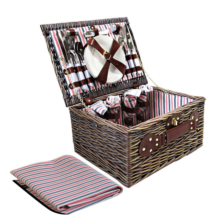 Alfresco 4 Person Picnic Basket Baskets Deluxe Outdoor Corporate Gift Blanket Tristar Online