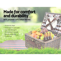 Alfresco 4 Person Picnic Basket Baskets Deluxe Outdoor Corporate Gift Blanket Tristar Online