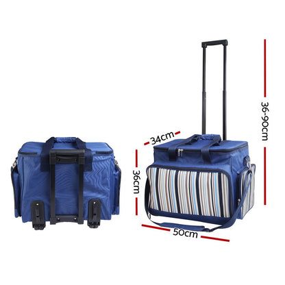 Alfresco 6 Person Picnic Basket Set Picnic Bag Cooler Wheels Insulated Bag Tristar Online
