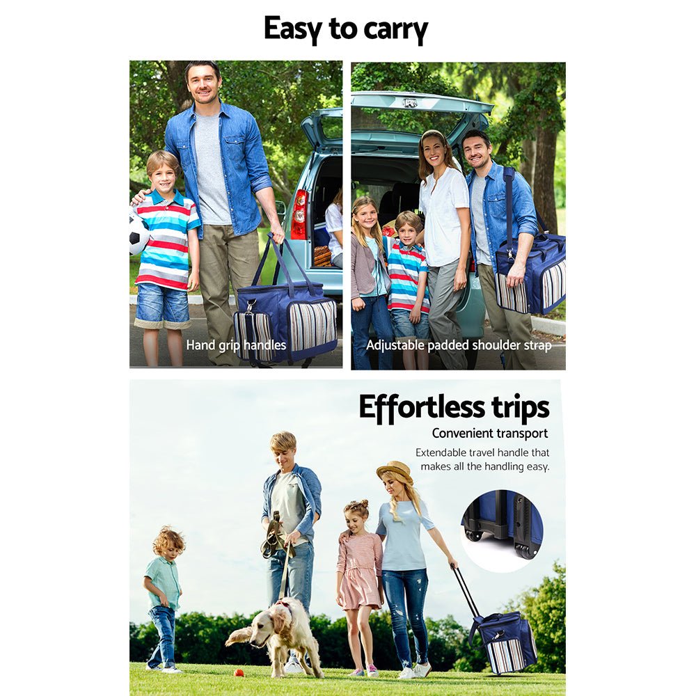 Alfresco 6 Person Picnic Basket Set Picnic Bag Cooler Wheels Insulated Bag Tristar Online