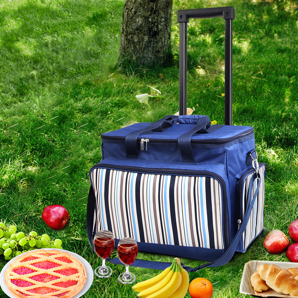Alfresco 6 Person Picnic Basket Set Picnic Bag Cooler Wheels Insulated Bag Tristar Online