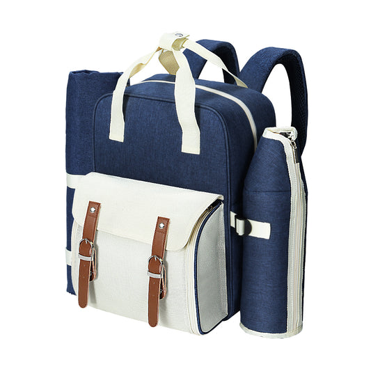 Alfresco Picnic Basket Backpack Set Cooler Bag 4 Person Outdoor Liquor Blue Tristar Online