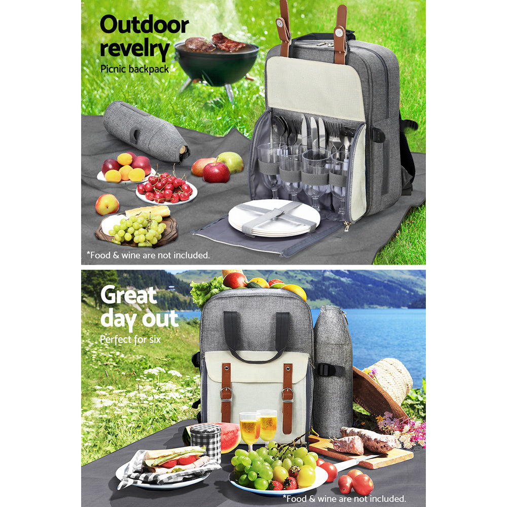Alfresco Picnic Basket Backpack Set Cooler Bag 4 Person Outdoor Insulated Liquor Tristar Online