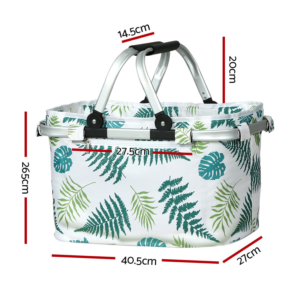 Alfresco Picnic Bag Basket Folding Hamper Camping Hiking Insulated White Tristar Online