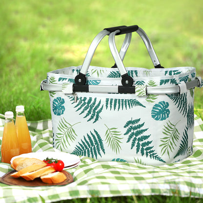 Alfresco Picnic Bag Basket Folding Hamper Camping Hiking Insulated White Tristar Online