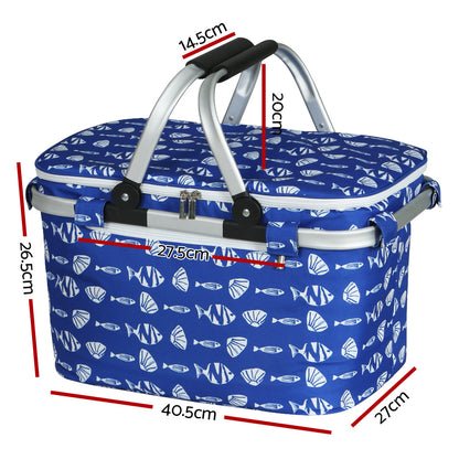 Alfresco Large Folding Picnic Bag Basket Hamper Camping Hiking Insulated Lunch Cooler Tristar Online