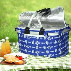 Alfresco Large Folding Picnic Bag Basket Hamper Camping Hiking Insulated Lunch Cooler Tristar Online
