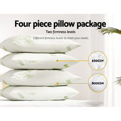 Giselle Hotel Pillow Bed Pillows 4 Pack Family Soft Medium Firm Bamboo Cover Tristar Online